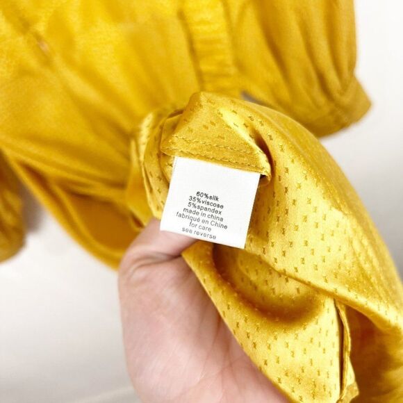 Ronny Kobo Yellow Silk Slit Maxi Sundress Belted V-neckline large - Picture 9 of 9